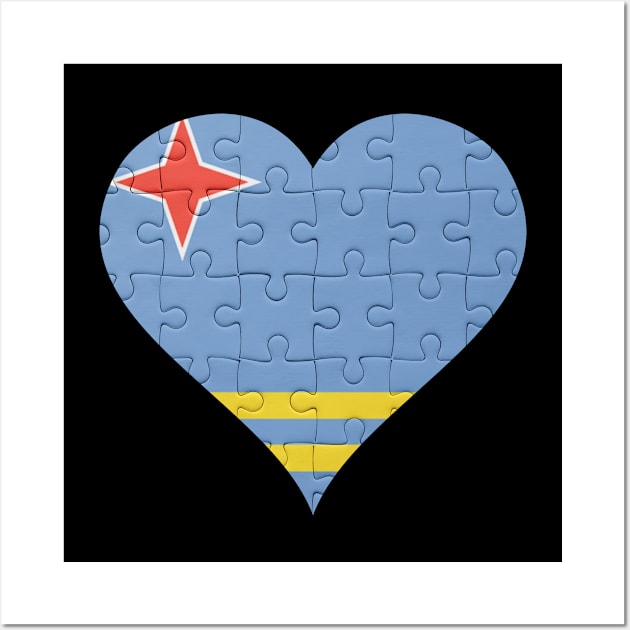 Aruban Jigsaw Puzzle Heart Design - Gift for Aruban With Aruba Roots Wall Art by Country Flags